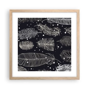 Plakat i ramme af lyst egetræ - Fjerede blonder - 40x40 cm