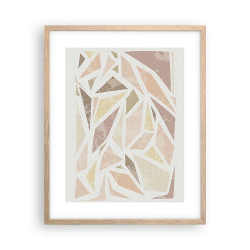Plakat i ramme af lyst egetræ - Komposition af farvet glas - 40x50 cm
