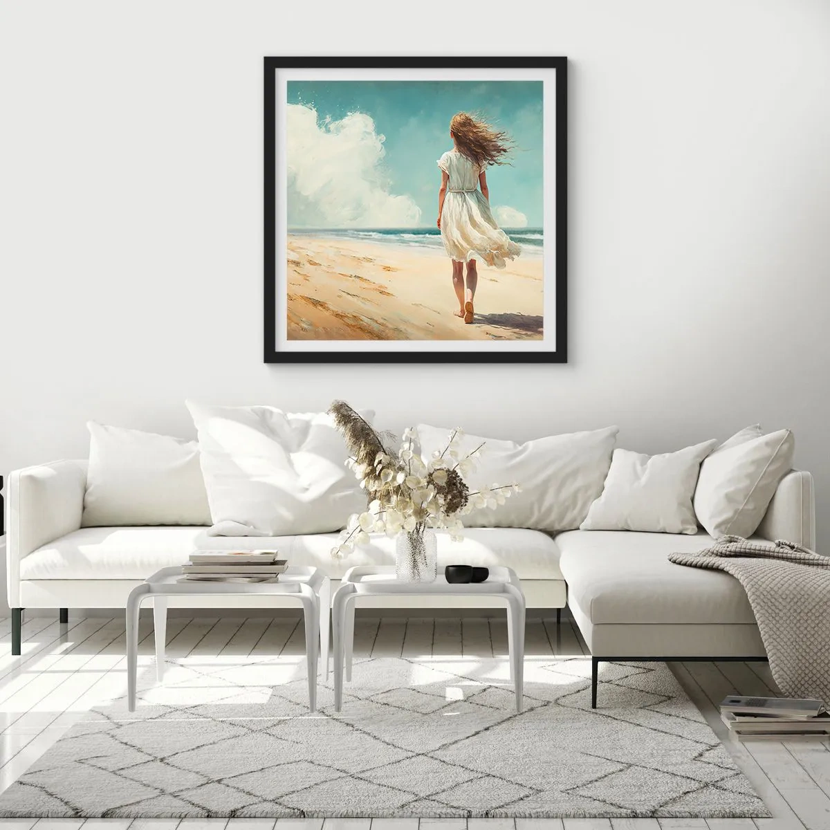 Plakat i sort ramme - At møde solen og vinden - 60x60 cm