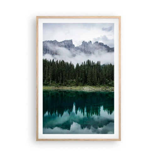 Plakat i ramme af lyst egetræ - Hys, tys, lad os ikke vække sovevandet... - 61x91 cm