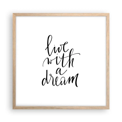 Plakat i ramme af lyst egetræ - Of course - 50x50 cm
