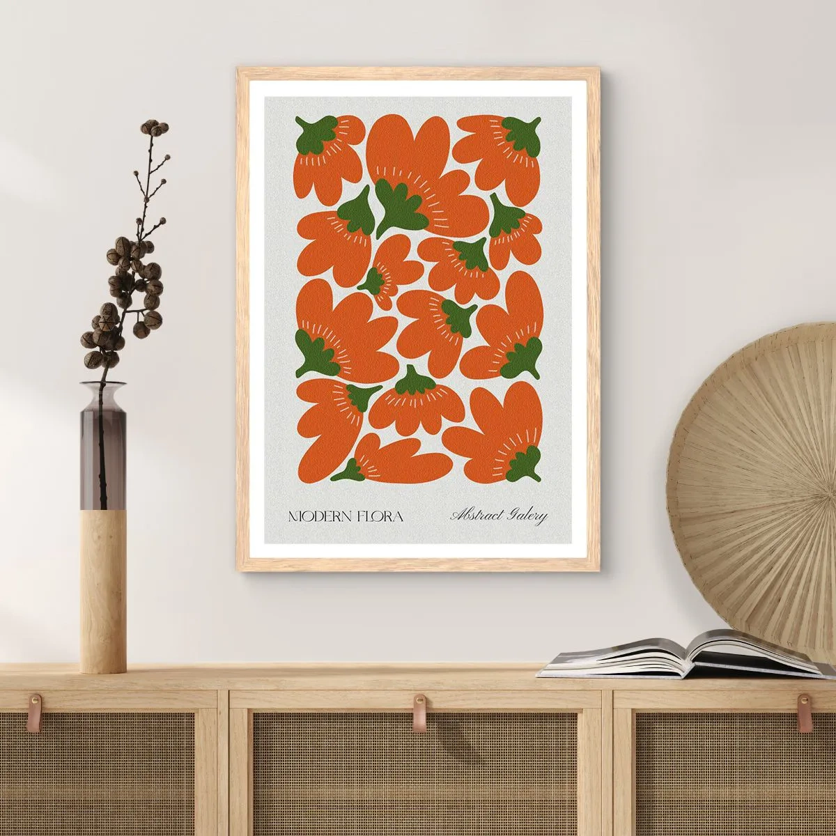 Plakat i ramme af lyst egetræ - Fra en blomsts liv - 70x100 cm