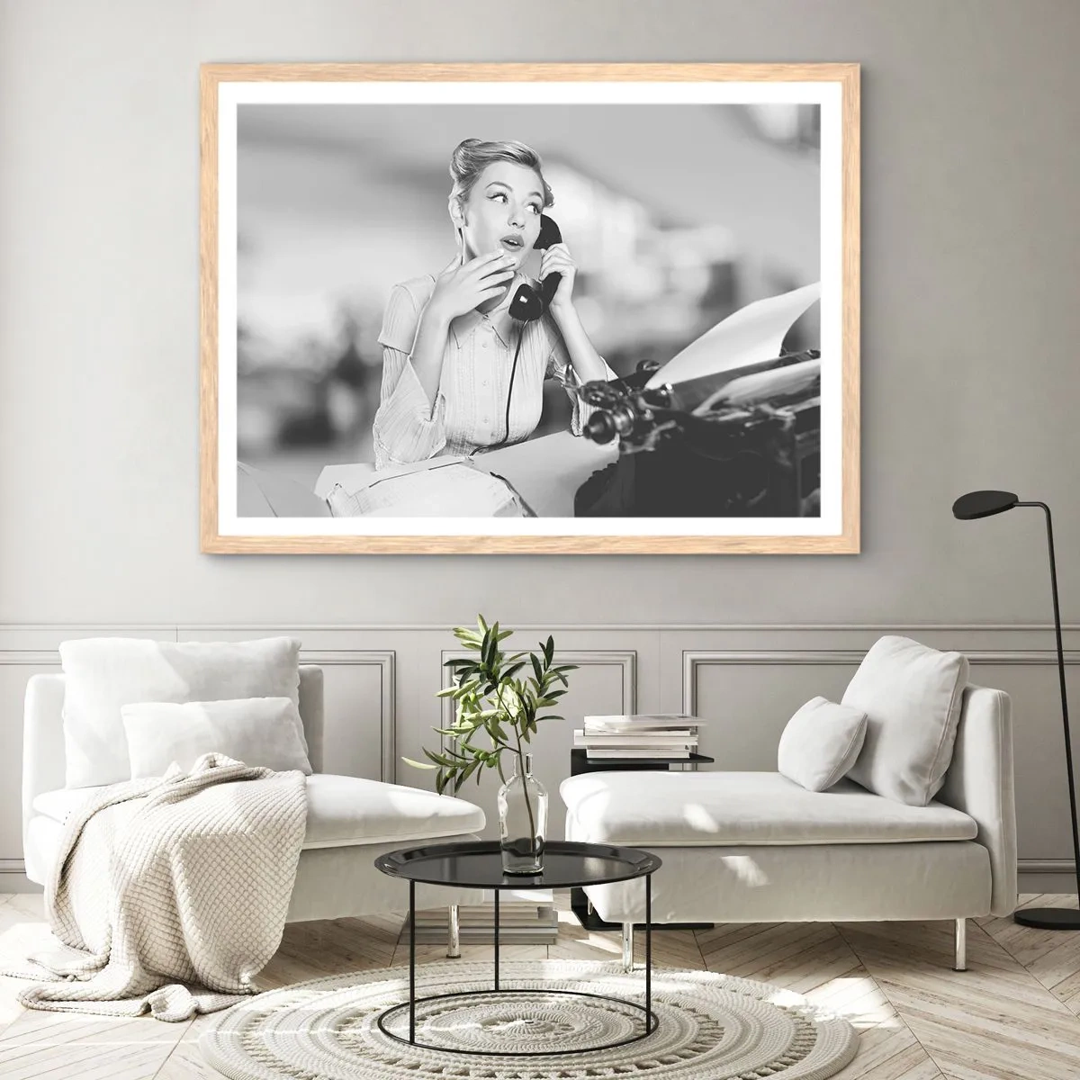 Plakat i ramme af lyst egetræ - Hej, vi er i 1950'erne. - 100x70 cm