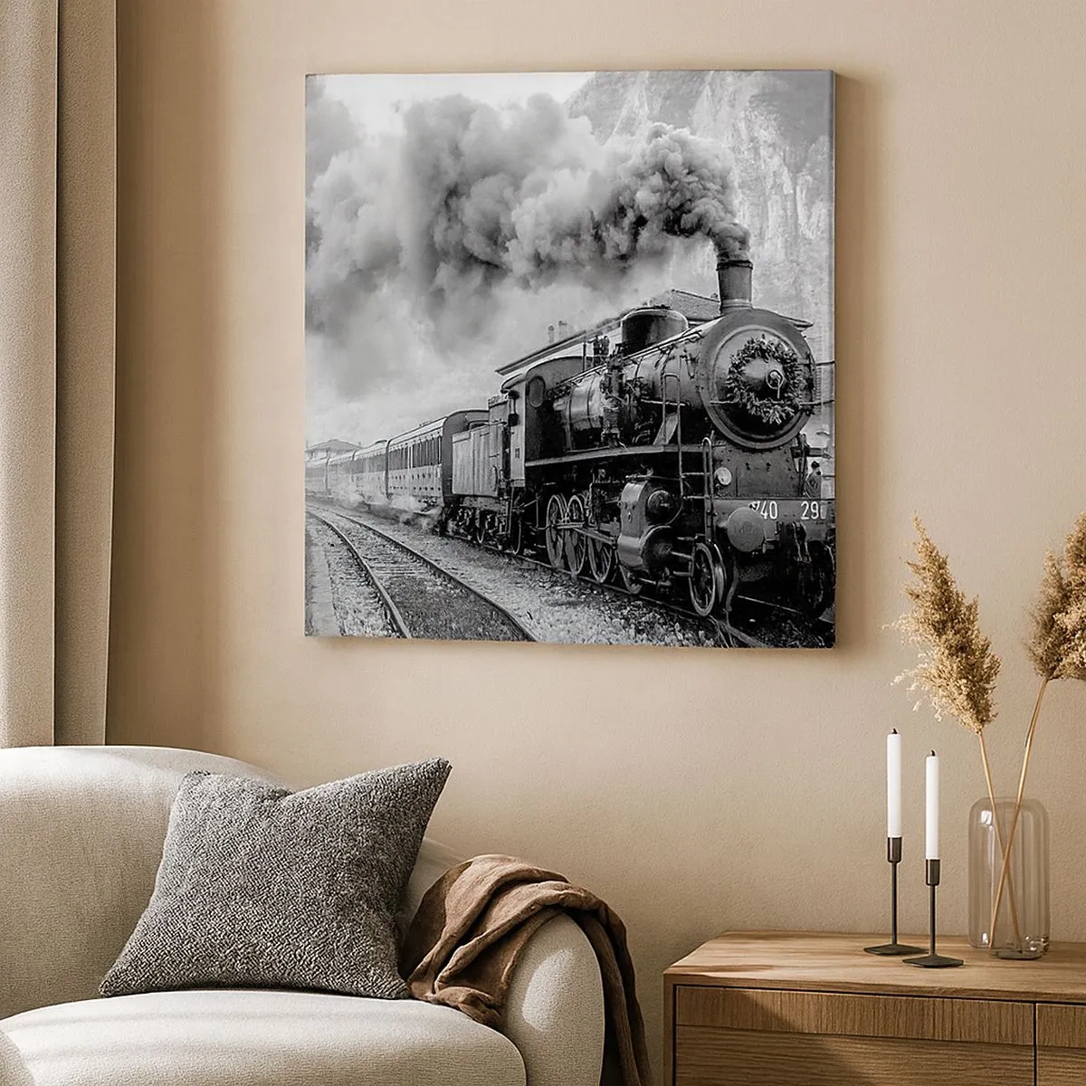 Lærredstryk - Billede på lærred - Står på stationen... - 30x30 cm