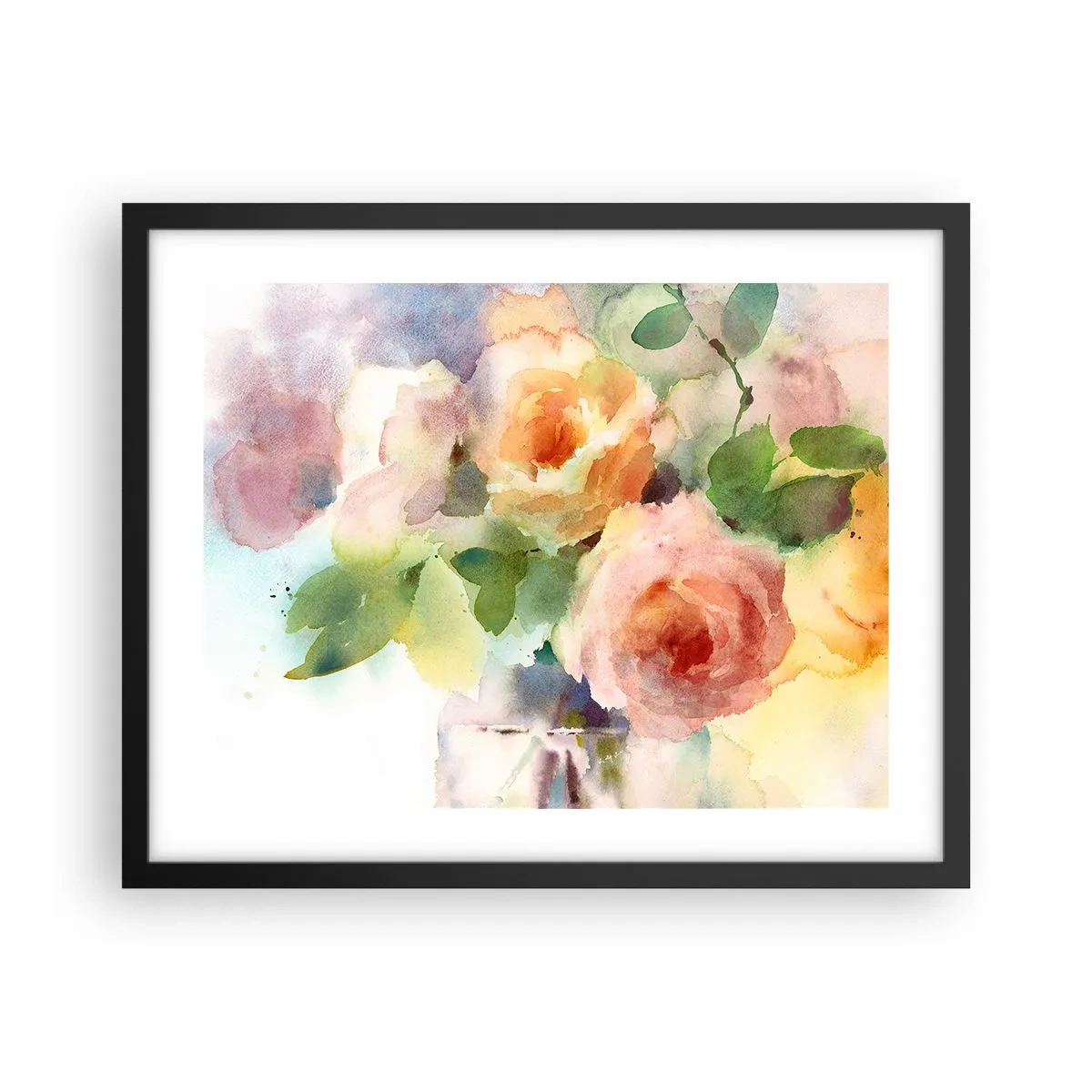 Plakat i sort ramme - Delikat som akvarelfarve - 50x40 cm