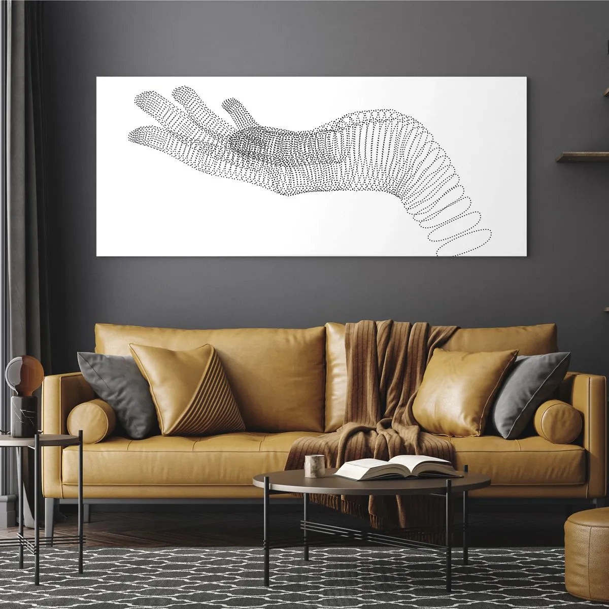 Billede på glas - Fjedrende hånd - 140x50 cm