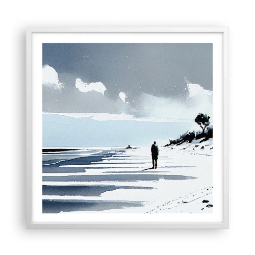 Plakat i hvid ramme - Alene - 60x60 cm