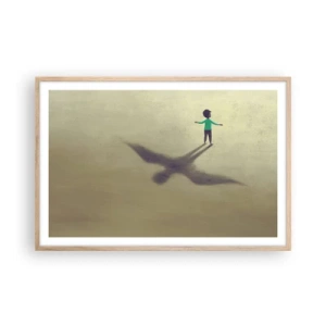 Plakat i ramme af lyst egetræ - Fremtidens helt - 91x61 cm