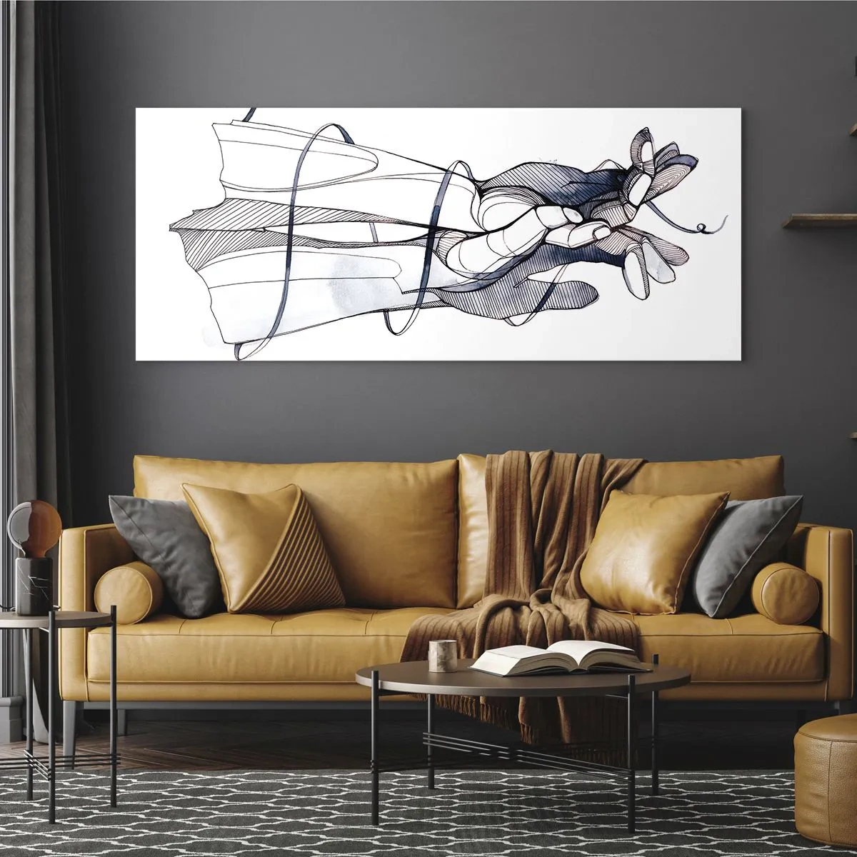 Billede på glas - En undersøgelse af berøring - 100x40 cm