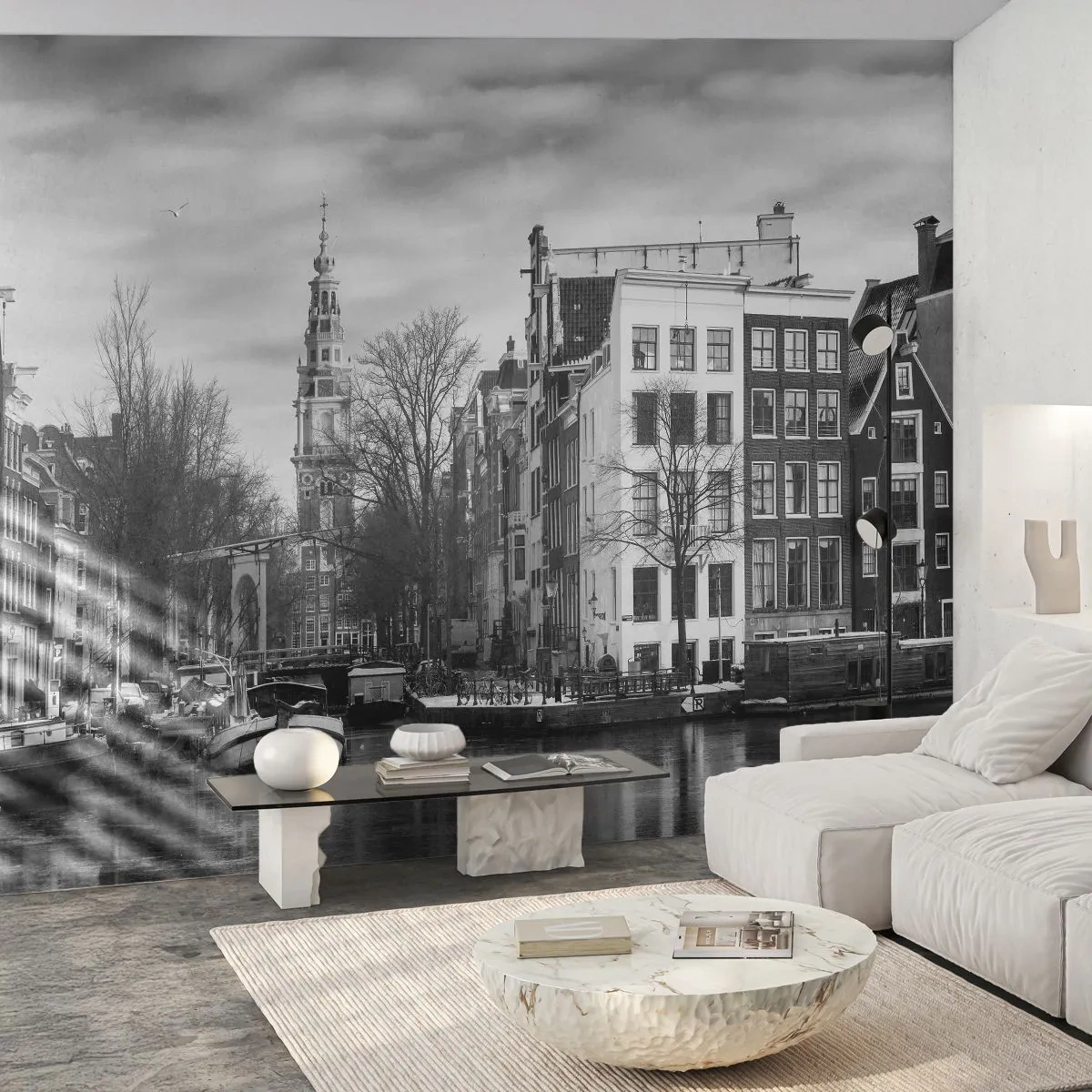 Fototapet Premium Sand - Amsterdam stemning - By, Amsterdam, Arkitektur - 100x70 cm
