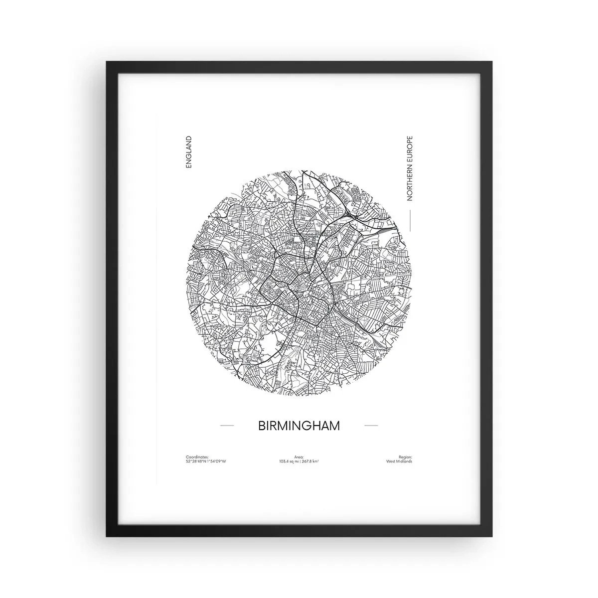Plakat i sort ramme - Birminghams anatomi - 40x50 cm