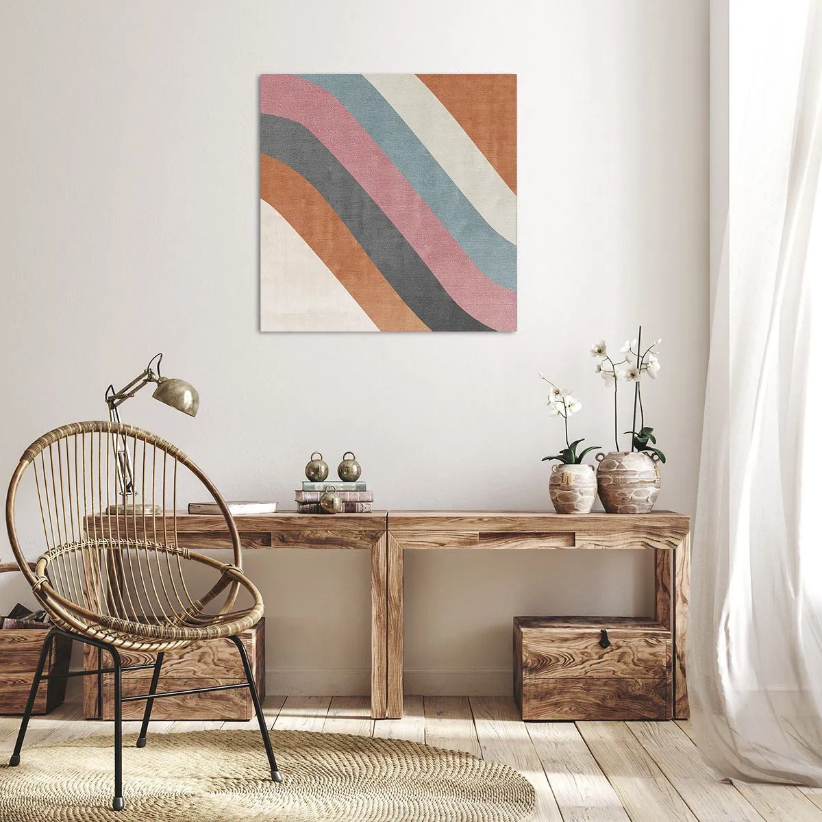 Lærredstryk - Billede på lærred - Diagonal komposition - bevægelse - 60x60 cm