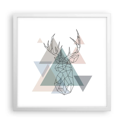 Plakat i hvid ramme - I en geometrisk skov - 40x40 cm
