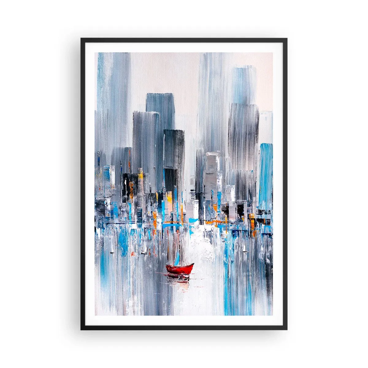 Plakat i sort ramme - Metropolis ved bugten - 70x100 cm