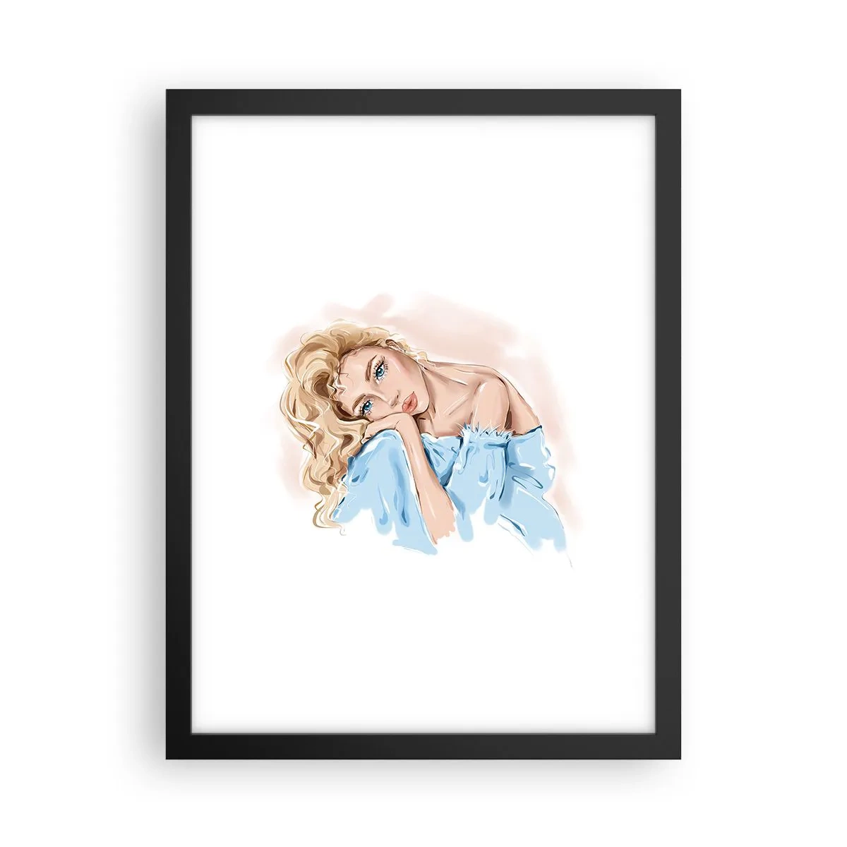 Plakat i sort ramme - Drømmende i blåt - 30x40 cm