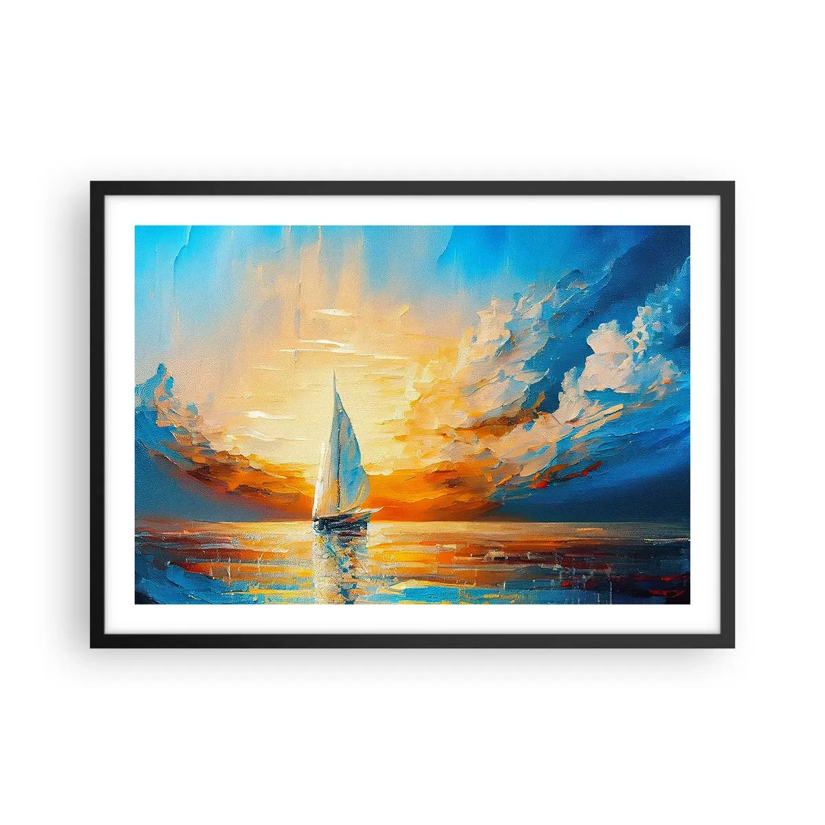 Plakat i sort ramme - Sejler i guld - 70x50 cm