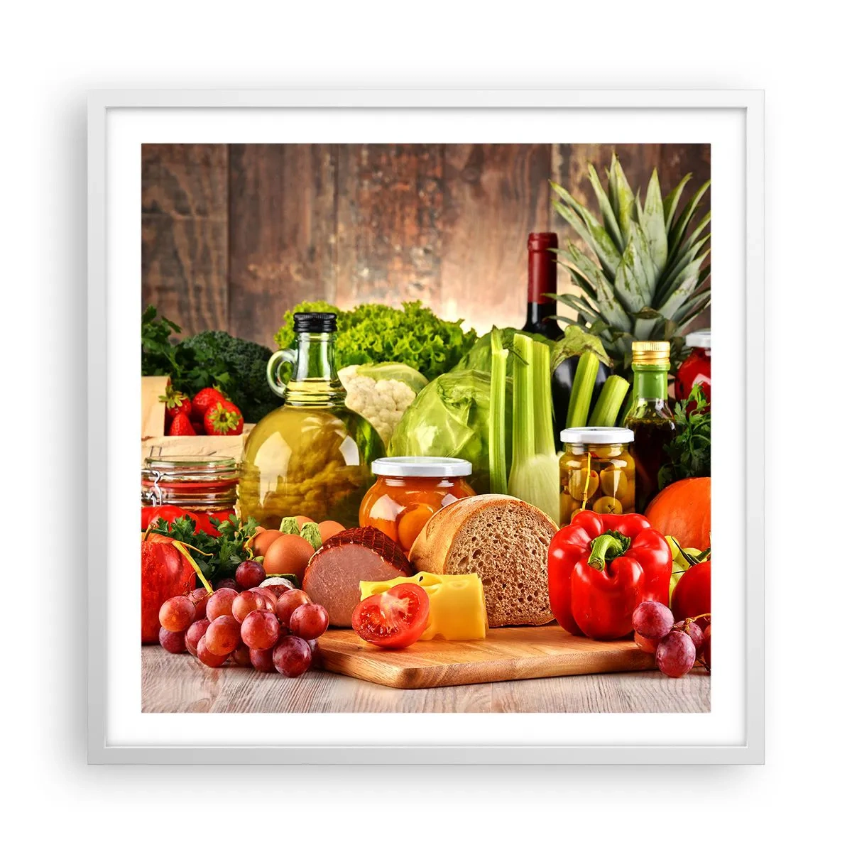 Plakat i hvid ramme - Røget, ristet, marineret - 60x60 cm