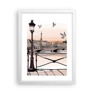 Plakat i hvid ramme - Over Paris' hustage - 30x40 cm