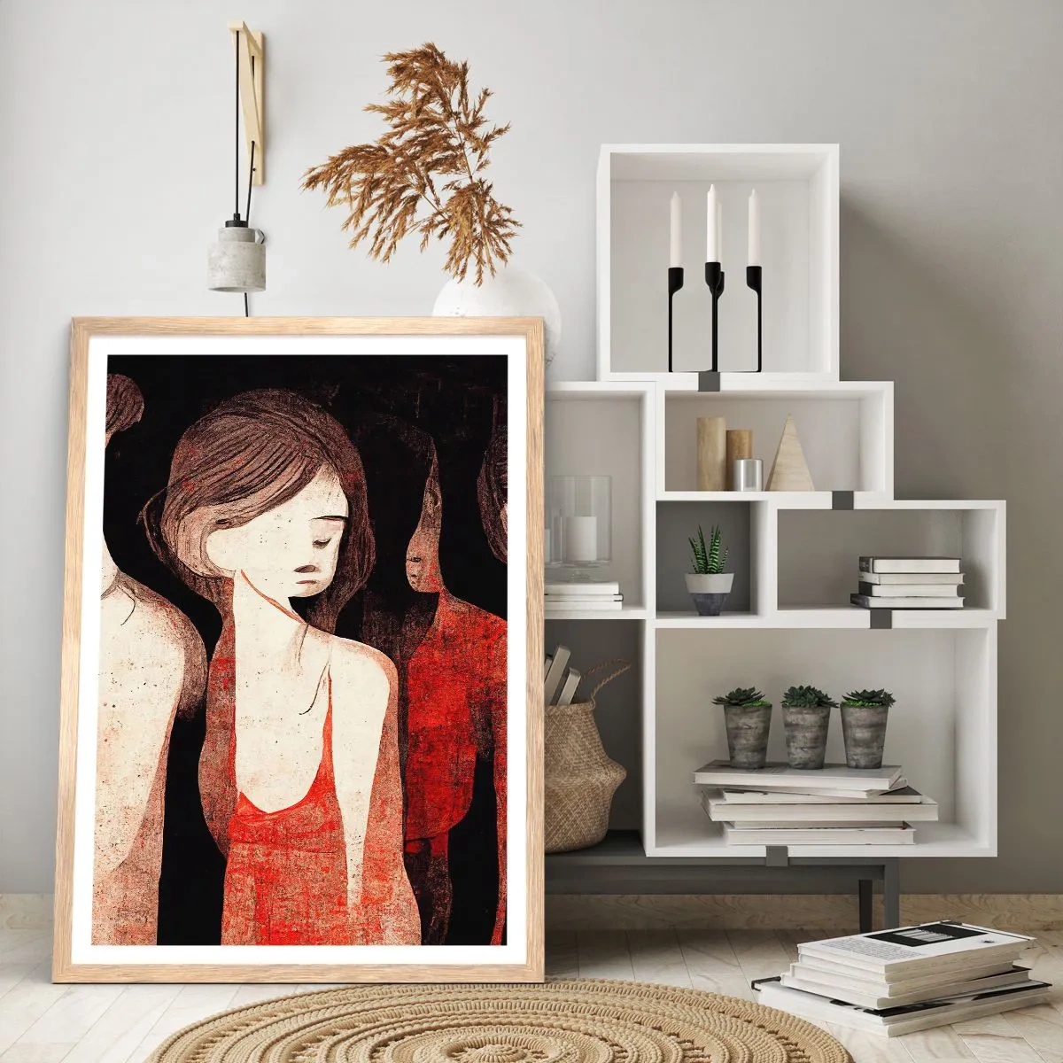 Plakat i ramme af lyst egetræ - Mørkets madonnaer - 40x50 cm