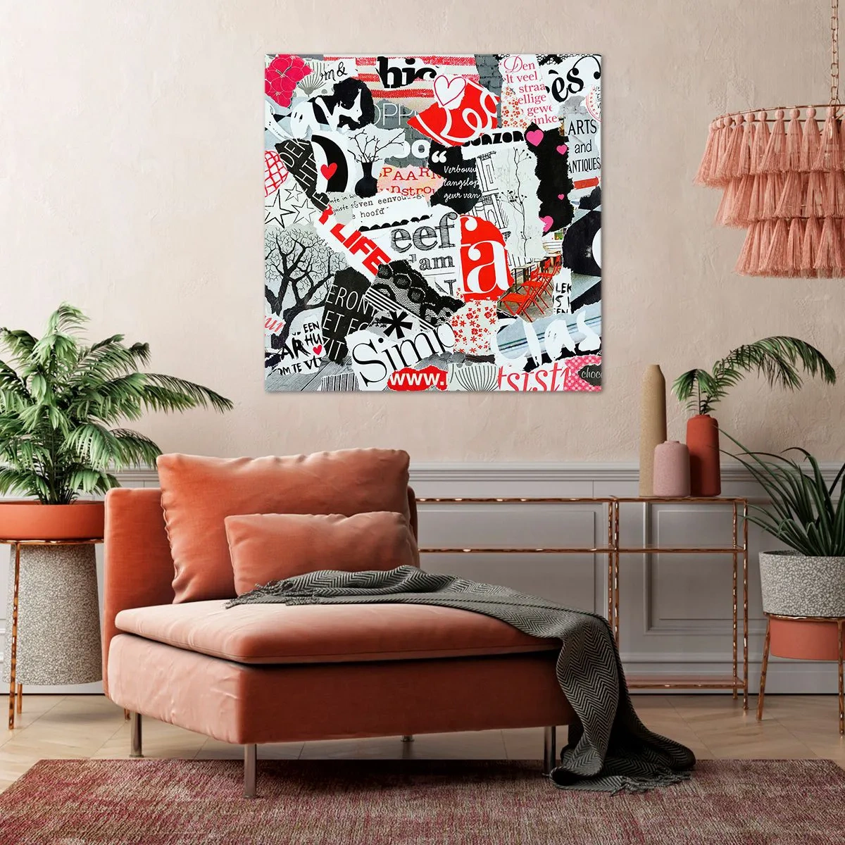 Lærredstryk - Billede på lærred - Hipster collage - 60x60 cm