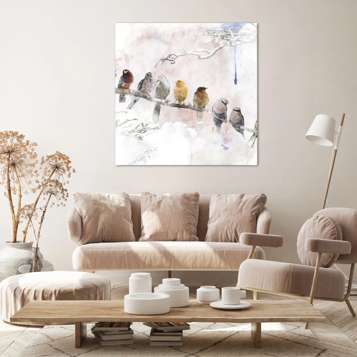 Lærredstryk - Billede på lærred - Møde med vinger - 60x60 cm