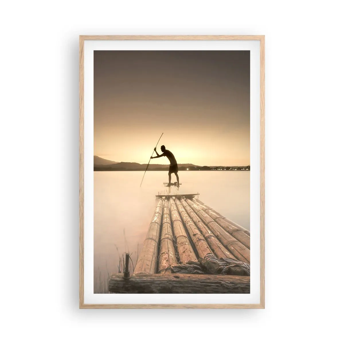 Plakat i ramme af lyst egetræ - Før du hviler - 61x91 cm