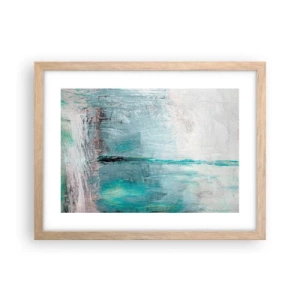 Plakat i ramme af lyst egetræ - Horisontalt med blå farve - 40x30 cm