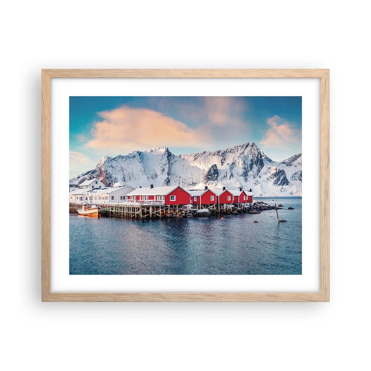 Plakat i ramme af lyst egetræ - Nordlig tilbagetrækning - 50x40 cm