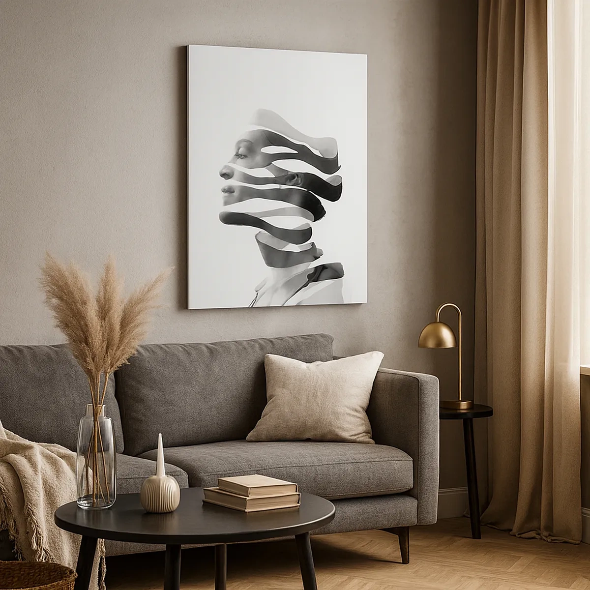 Lærredstryk - Billede på lærred - Et surrealistisk portræt - 50x70 cm