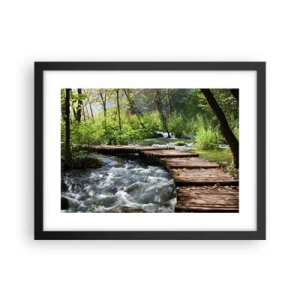 Plakat i sort ramme - Over en skummende kaskade - 40x30 cm