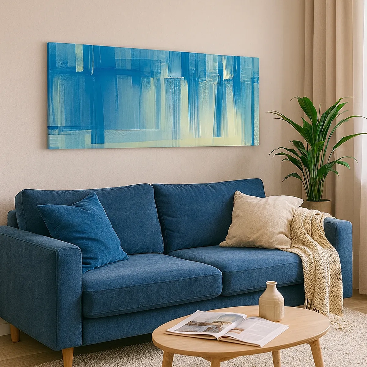 Lærredstryk - Billede på lærred - Komposition i turkis - 30x30 cm