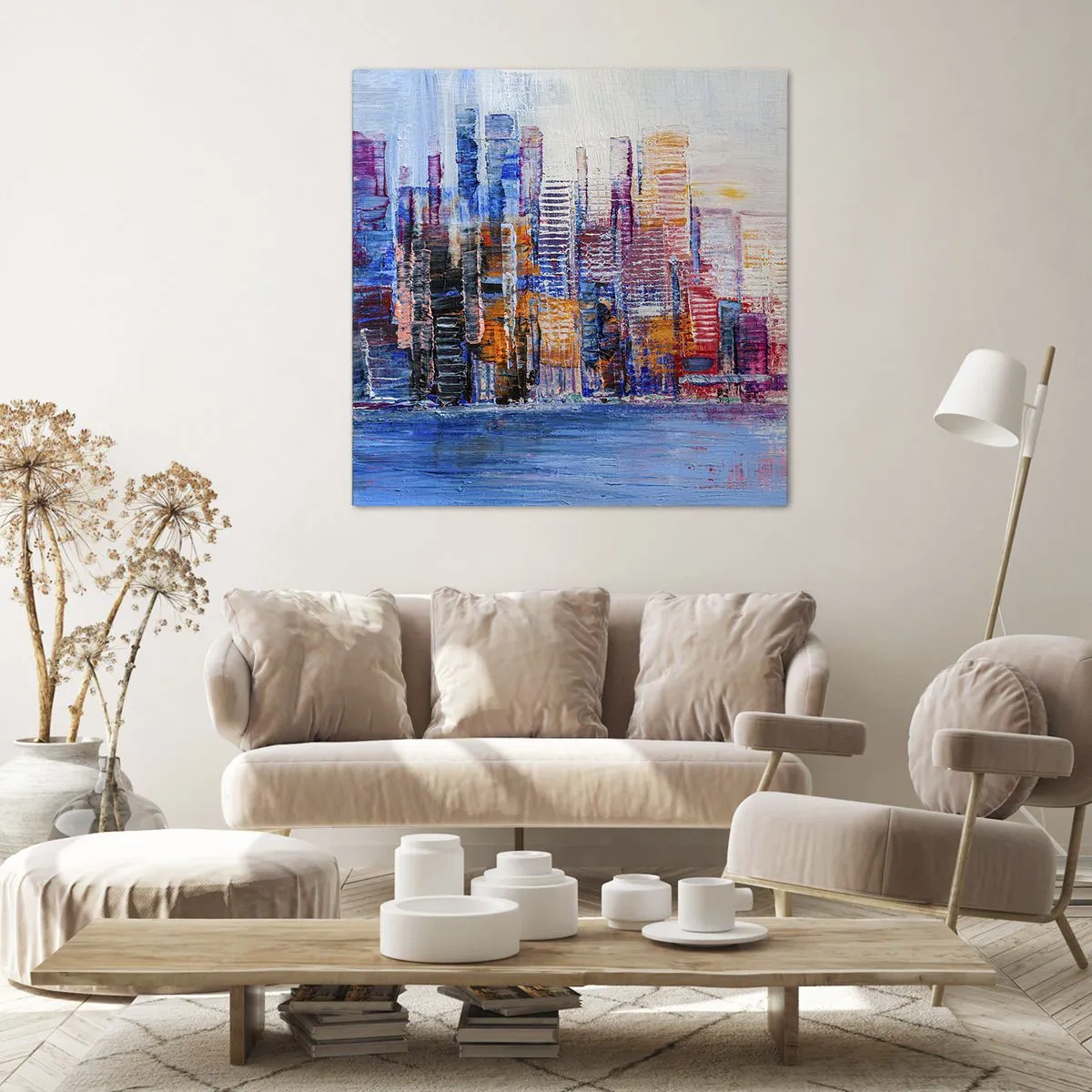 Lærredstryk - Billede på lærred - En glad metropol - 60x60 cm