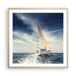 Plakat i ramme af lyst egetræ - De kan ikke indhente os! - 60x60 cm