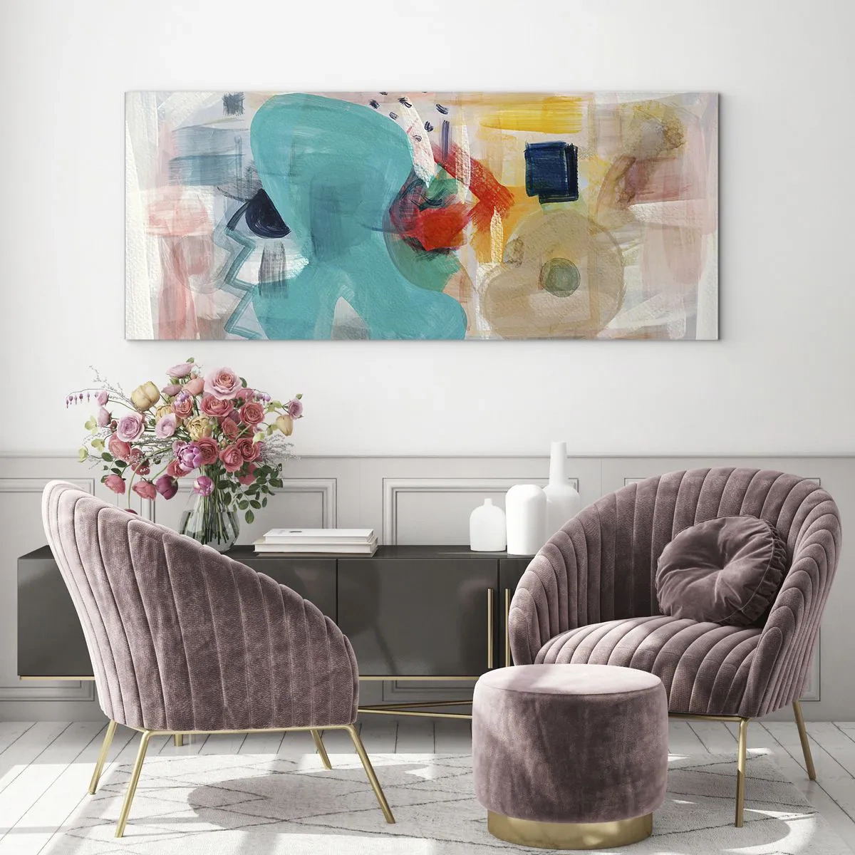 Billede på glas - Et farverigt spil - 120x50 cm