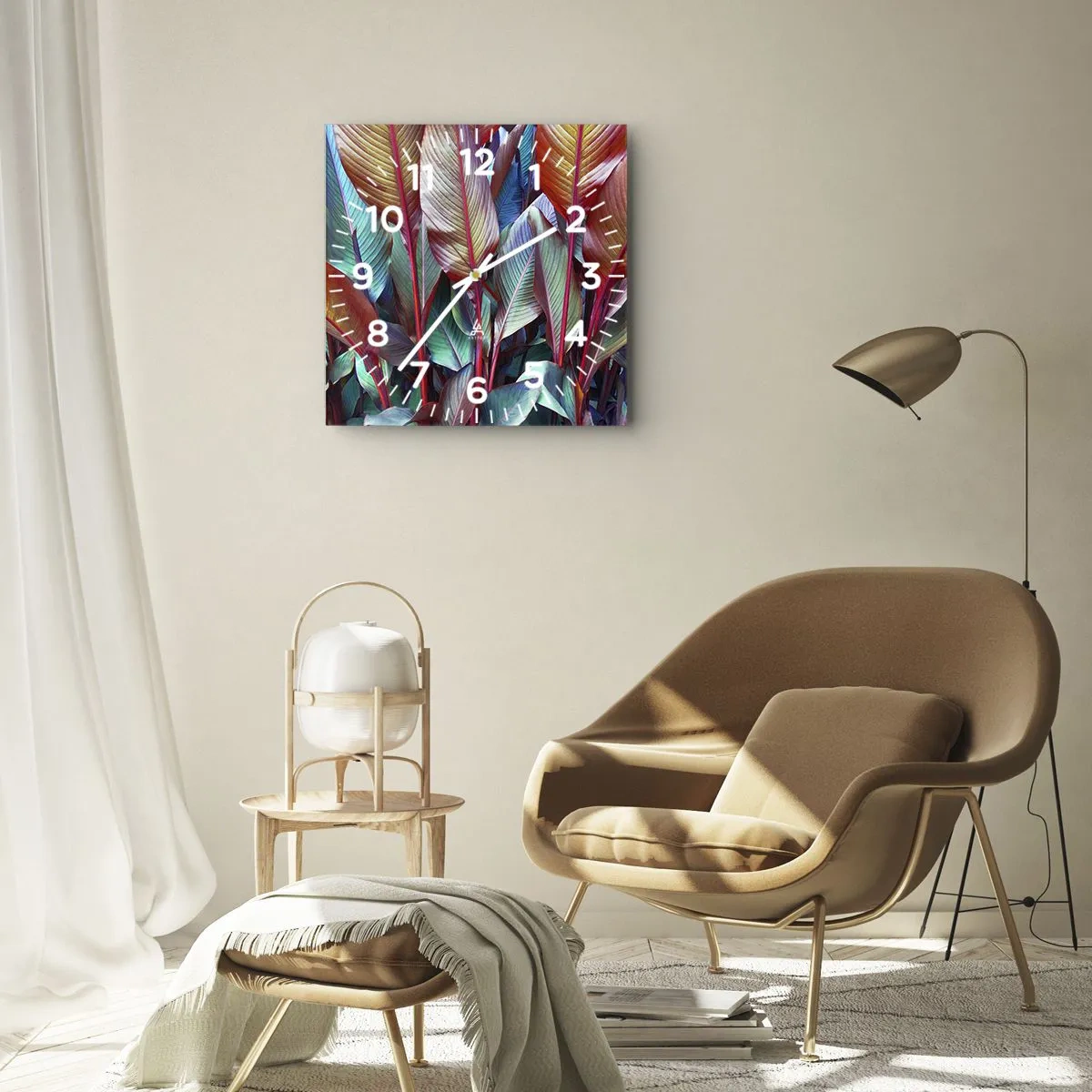 Vægur, Uret - Farverigt krat - 40x40 cm