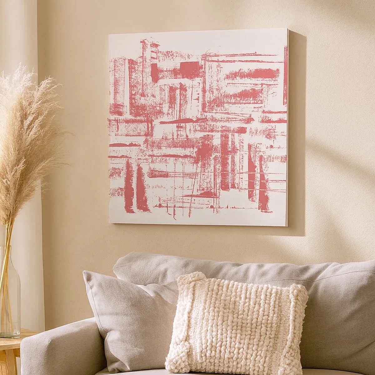 Lærredstryk - Billede på lærred - Rød by - 30x30 cm