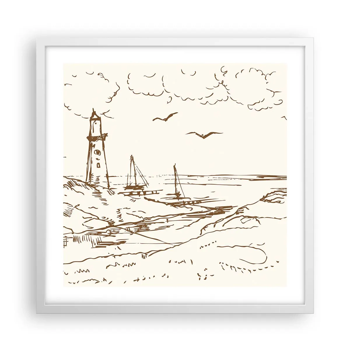 Plakat i hvid ramme - Oversigt over sommerminder - 50x50 cm