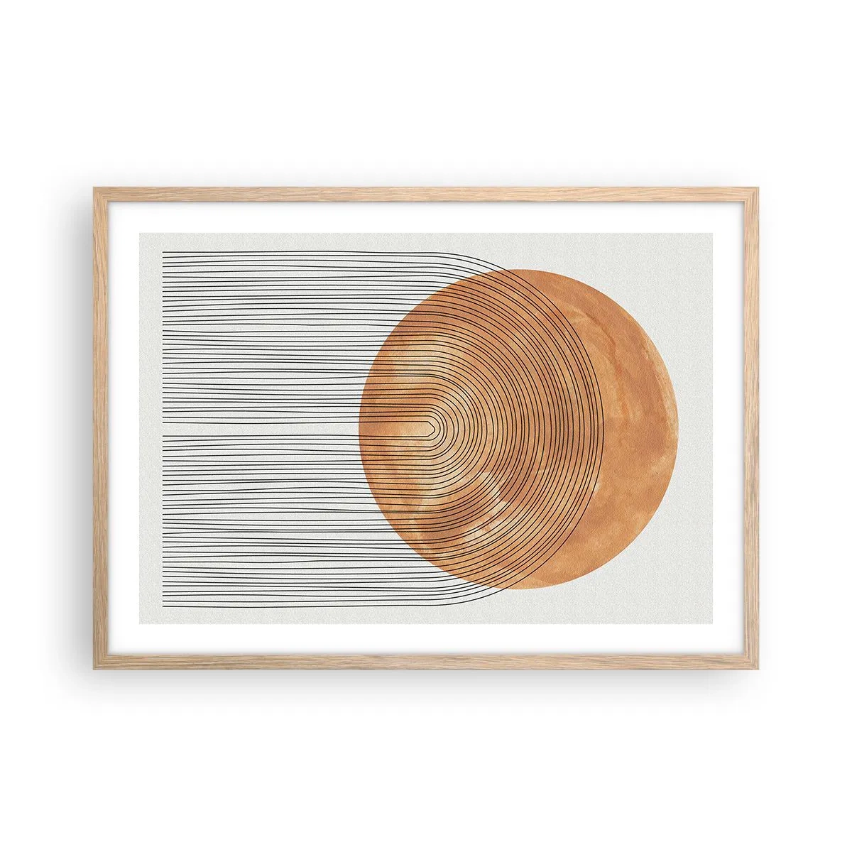 Plakat i ramme af lyst egetræ - En solrig komposition - 70x50 cm