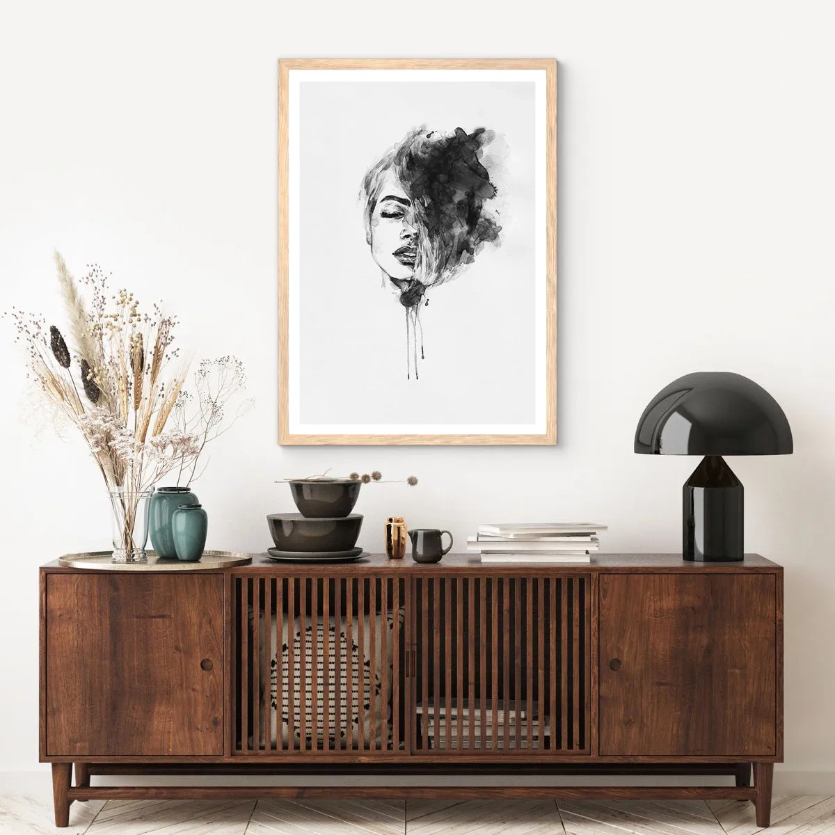 Plakat i ramme af lyst egetræ - Hvad piger drømmer om - 70x100 cm