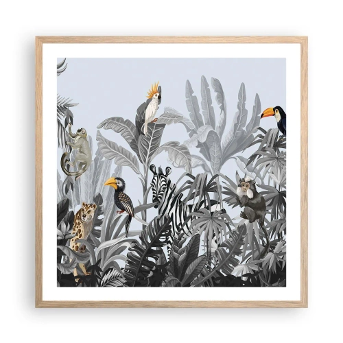 Plakat i ramme af lyst egetræ - En afrikansk fabel - 60x60 cm