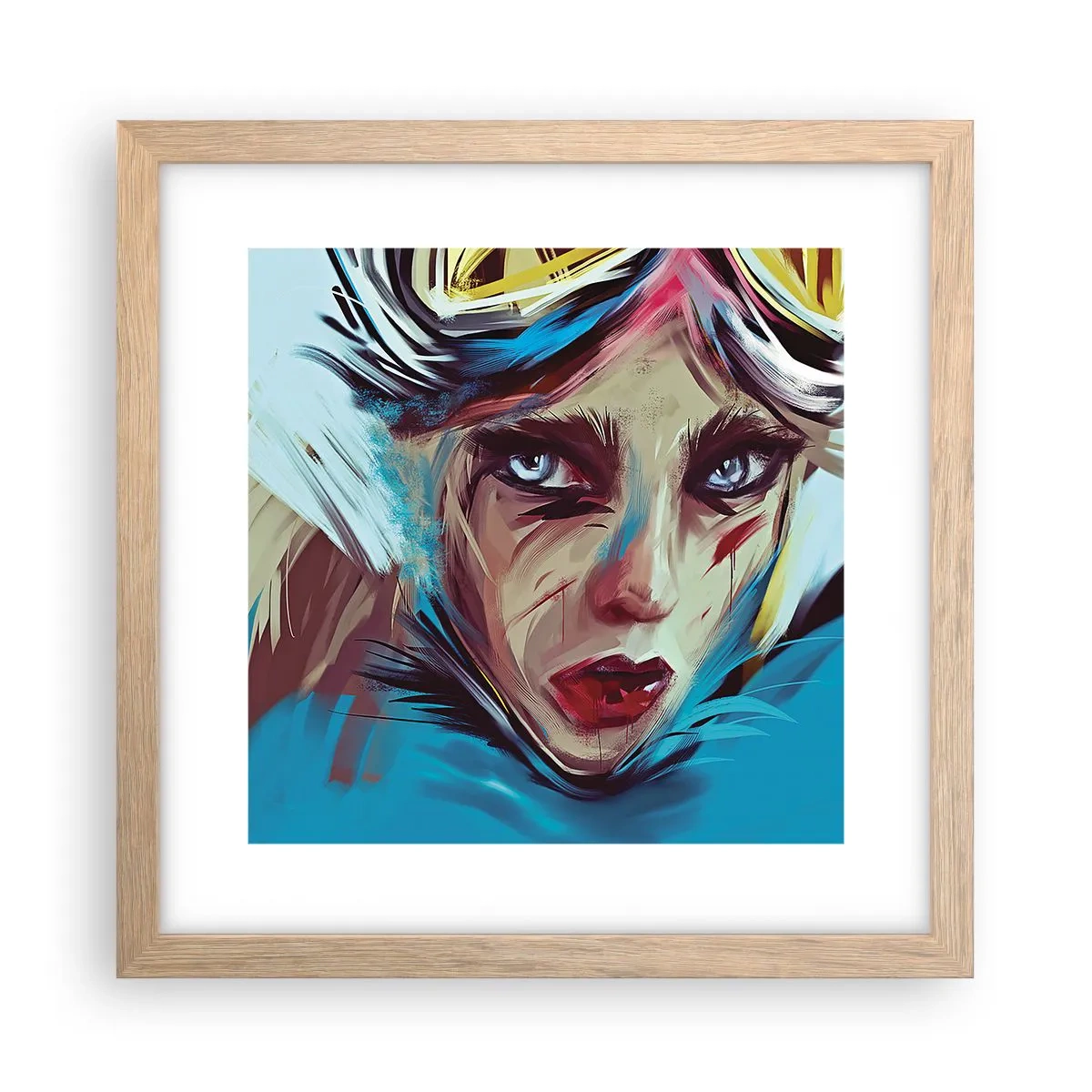 Plakat i ramme af lyst egetræ - Vejkriger - 30x30 cm