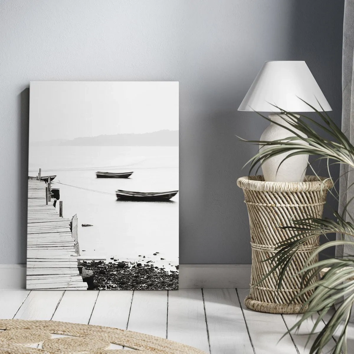 Lærredstryk - Billede på lærred - Over stille og klart vand - 55x100 cm