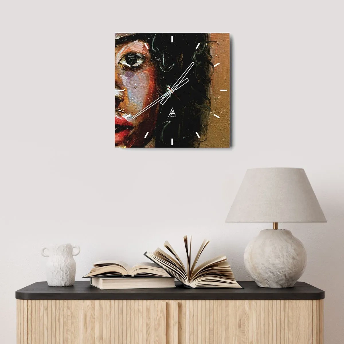 Vægur, Uret - Sort og glitter - 40x40 cm