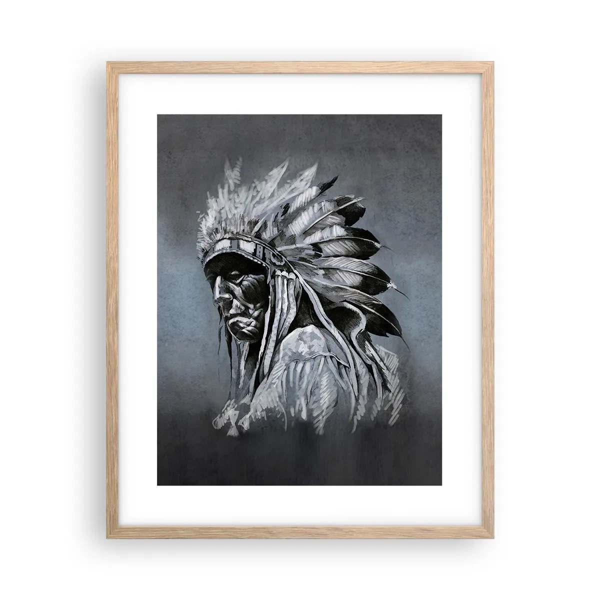 Plakat i ramme af lyst egetræ - Tilbage til rødderne - 40x50 cm