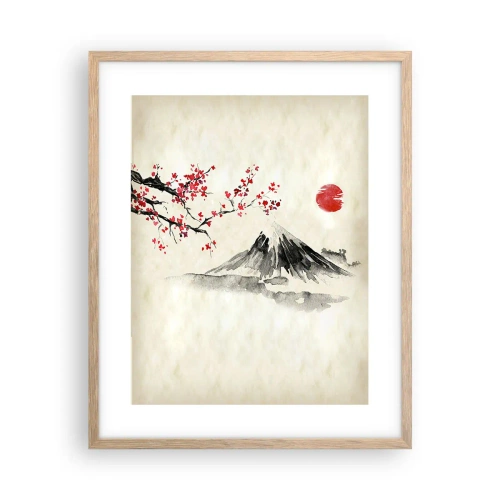 Plakat i ramme af lyst egetræ - Bliv forelsket i Japan - 40x50 cm