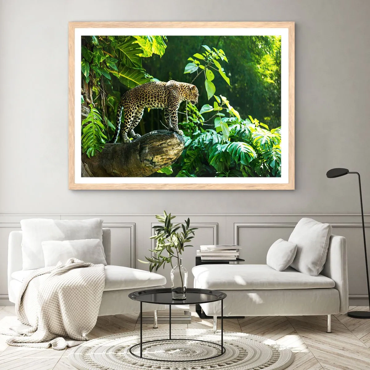 Plakat i ramme af lyst egetræ - Til jagt? - 70x50 cm