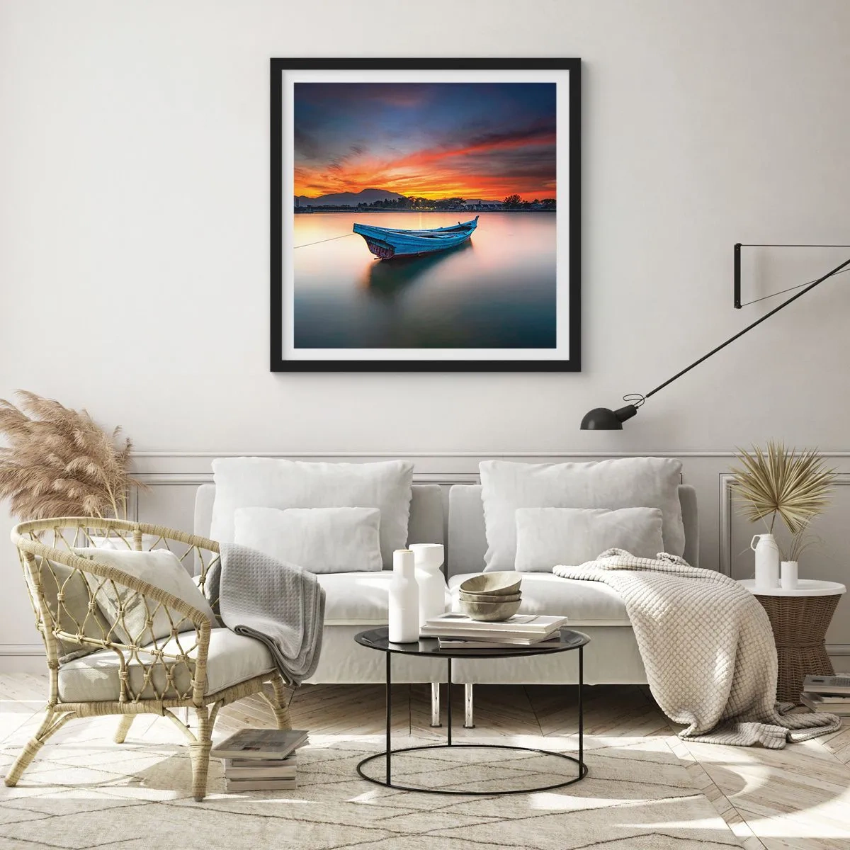 Plakat i sort ramme - En god nat er på vej - 60x60 cm