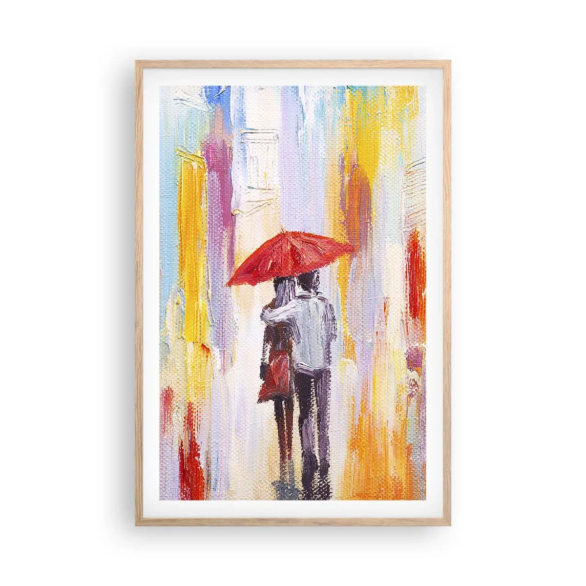 Plakat i ramme af lyst egetræ - Lad det regne  mere - 61x91 cm