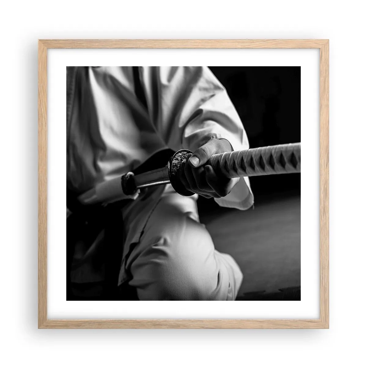 Plakat i ramme af lyst egetræ - En krigers sjæl - 50x50 cm