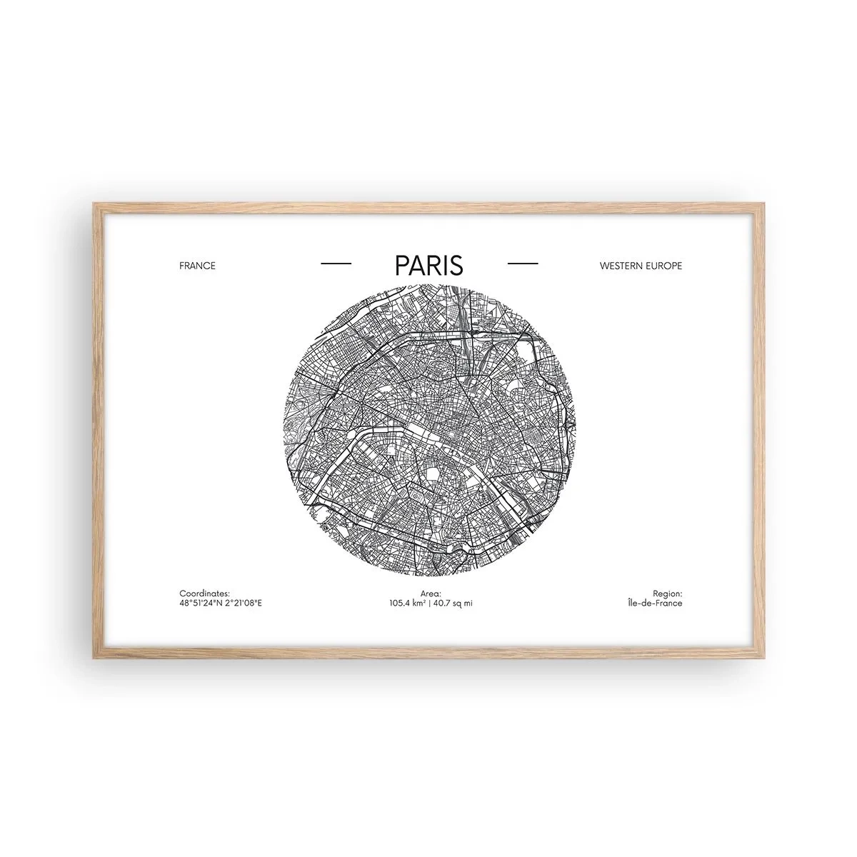 Plakat i ramme af lyst egetræ - Paris' anatomi - 91x61 cm